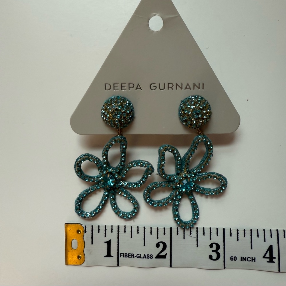 Deepa Gurnani Fiorella Flower Drop Earrings - turquoise - NWT - Picture 8 of 8